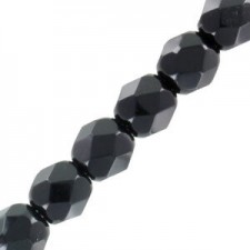 Czech Fire polished faceted glass beads 4mm Jet